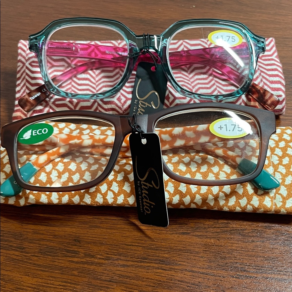 Studio Designed Women's Glasses - Pink and Brown Frames Set of 2 Pair